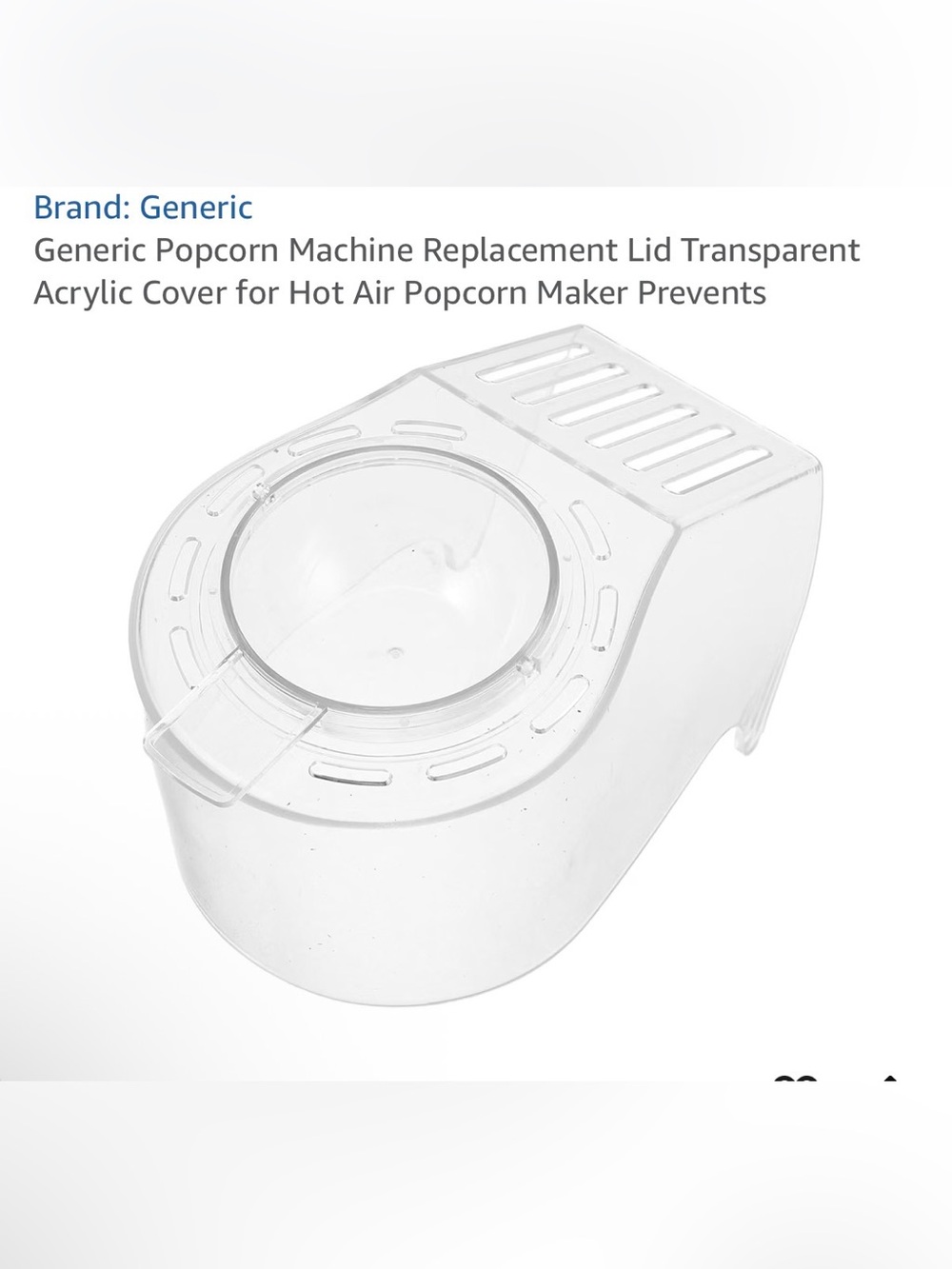 Transparent Acrylic Popcorn Machine Replacement Lid
